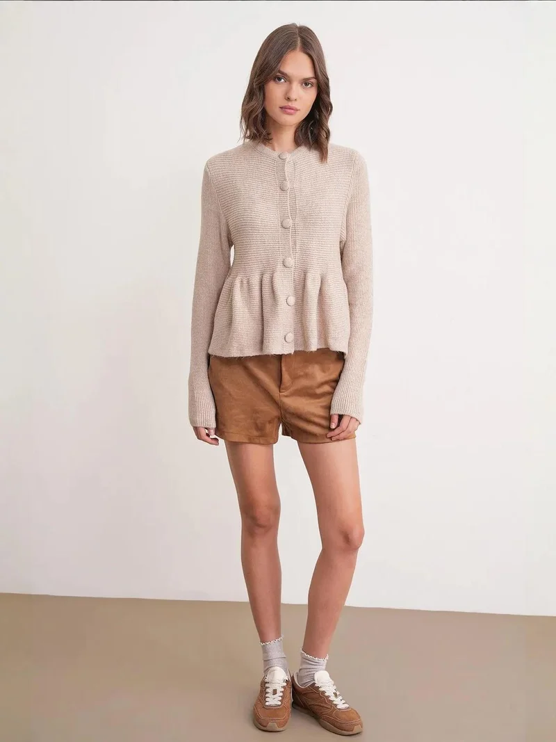 ميكسراي كارديجان ميكسراي محبوك بكشكشة وياقة دائرية