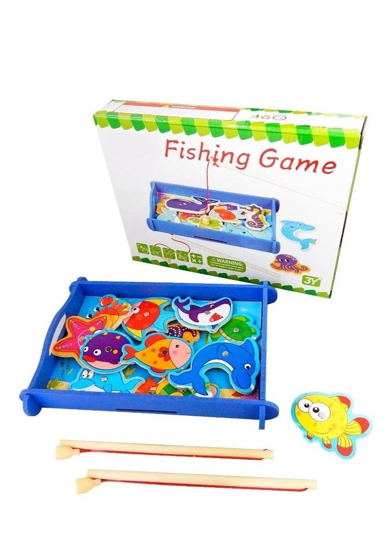 STORE 7 Wooden Magnetic Fishing Game for Kids – Educational Fish Catching Toy Set with Fishing Pond, Colorful Fish & Wooden Rods, Motor Skills and Hand-Eye Coordination Learning Toy for Children 3+ Years - Image 3