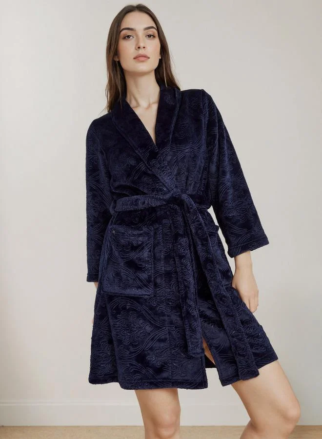 سبلاش فيڤ روب نوم مخملي بنقوش الجاكار مع شبشب منزلي