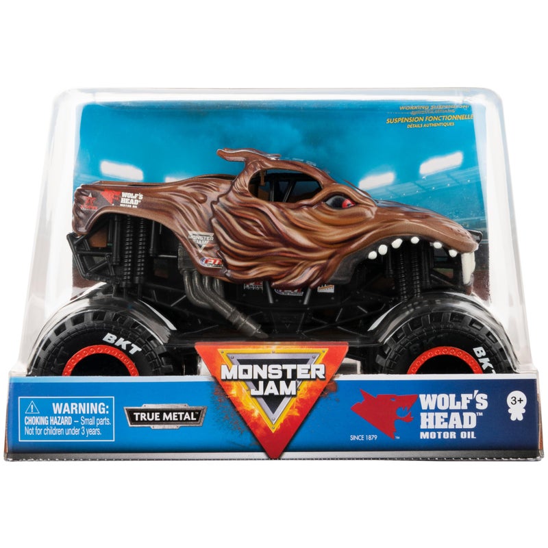 SPIN MASTER Monster Jam Official Wolfs Head Monster Truck Wolfs Head Collector 124 Scale DieCast Vehicle Chrome Rims and BKT Tread Tires for Use in All Playsets Collectible for Fans Birthday Parties - Image 3