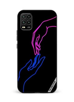 Protective Case Cover For Xiaomi Mi 10 Lite 5G Hands In Neon Lights Design Multicolour