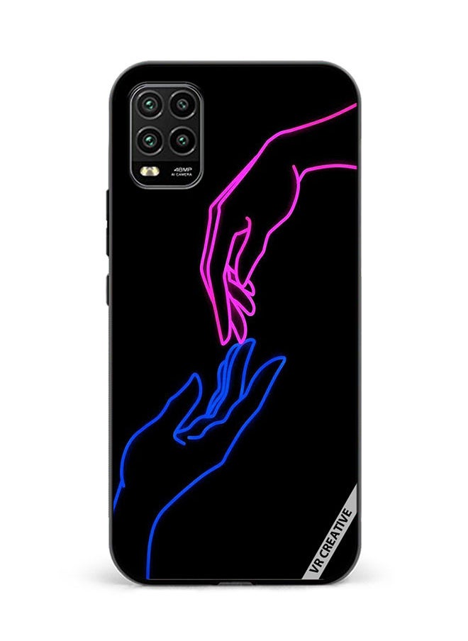VR CREATIVE - Protective Case Cover For Xiaomi Mi 10 Lite 5G Hands In Neon Lights Design Multicolour - Image 1