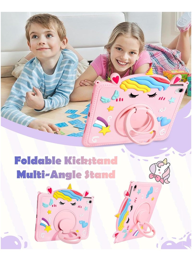 General For iPad 11th Generation A16 10th Generation 10.9 inch 2022 Girl Girl Cute Cartoon Unicorn Silicone Tablet Case with Rotating Stand and Shoulder Strap For iPad 11th 11 inch 2025  - Image 4
