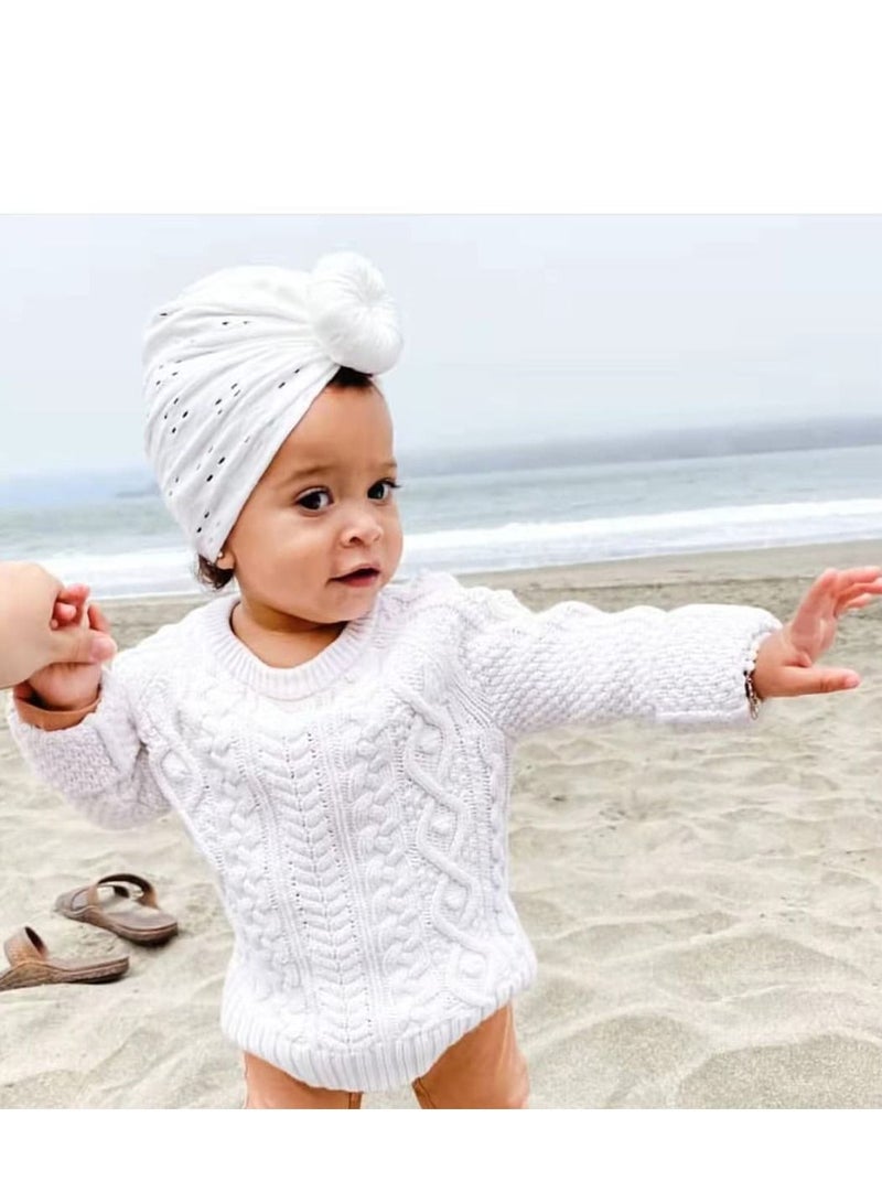 Breathable Soft Big Turban Hats Beanie Caps Headwraps for Baby Girls Infants Toddlers Kids Cute Toddler Cap Bun Knot 6 Pack  - Image 2