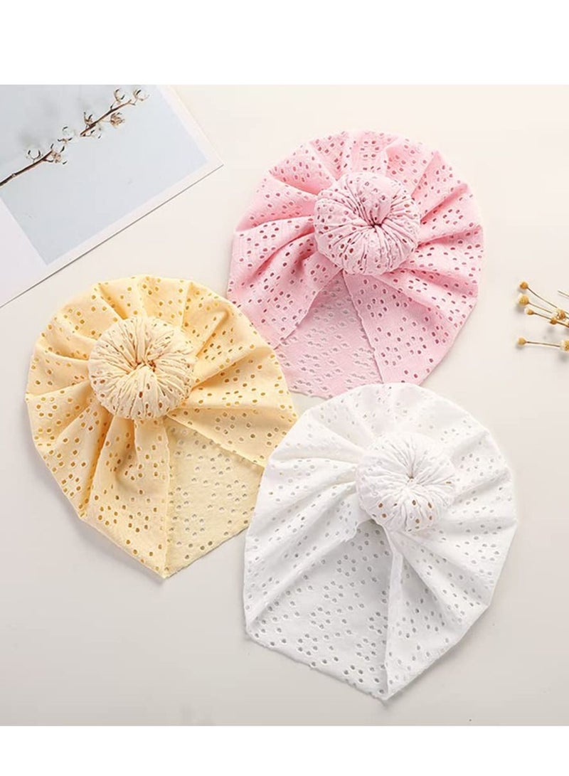 Breathable Soft Big Turban Hats Beanie Caps Headwraps for Baby Girls Infants Toddlers Kids Cute Toddler Cap Bun Knot 6 Pack  - Image 5