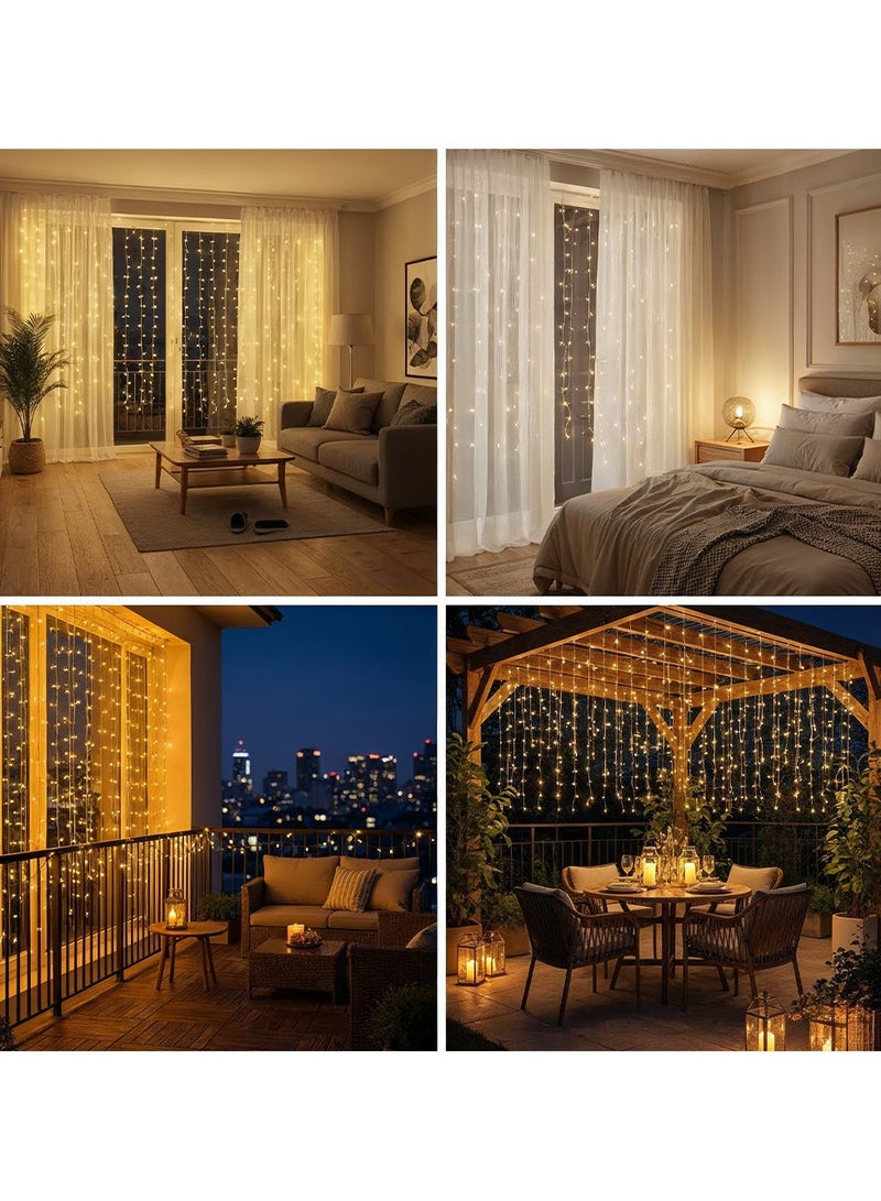 ZAYO LED Curtain Lights Warm White Window Fairy Lights for Home, Bedroom, Balcony Wedding Party Festival Diwali Decoration Indoor String Lights - 3 X 2 Meter - Image 3
