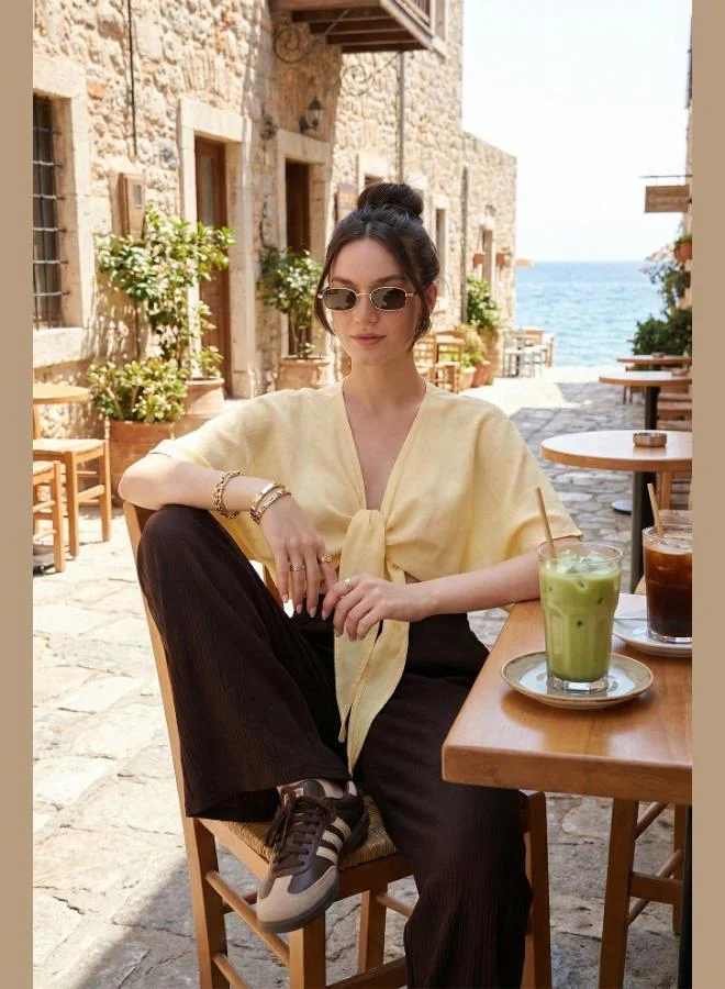 ليلا Lela Cotton Comfort Fit Tie-Up Batwing Sleeve Bolero Women's BOLERO 5866354