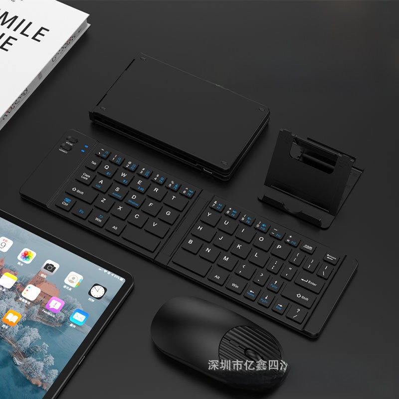 Foldable Bluetooth Keyboard  Mouse Combo for Tablet Black suit 