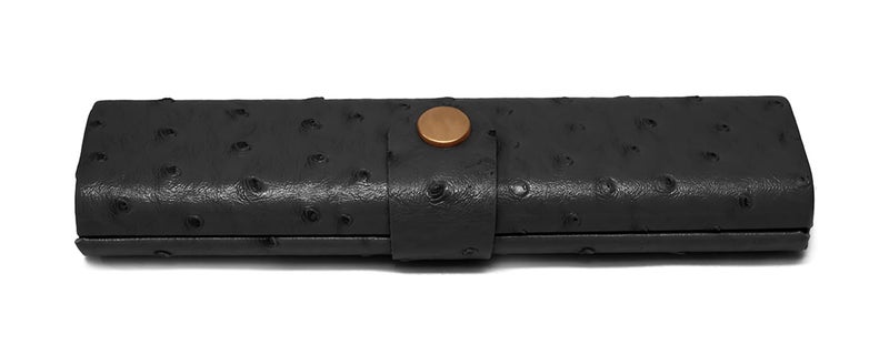Calabria Slim Hard Eyeglass Case with Faux Ostrich Finish – Compact Snap Button Eyewear Holder | Protective Travel Storage for Reading Glasses and Sunglasses | Black - Image 2