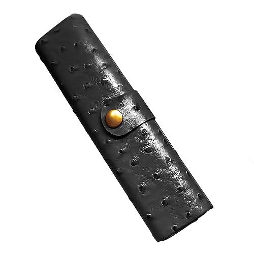 Calabria Slim Hard Eyeglass Case with Faux Ostrich Finish – Compact Snap Button Eyewear Holder | Protective Travel Storage for Reading Glasses and Sunglasses | Black - Image 5