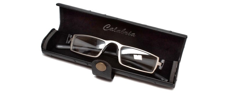 Calabria Slim Hard Eyeglass Case with Faux Ostrich Finish – Compact Snap Button Eyewear Holder | Protective Travel Storage for Reading Glasses and Sunglasses | Black - Image 4