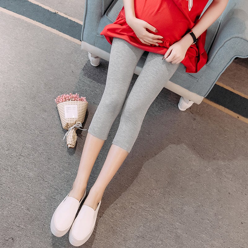 Maternity Capri Leggings Summer Skinny Light gray - Image 5