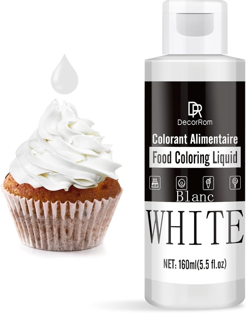 DecorRom White Food Coloring Liquid - 5.5 Fl.oz (160ml) for Baking, Cake Decorating, and DIY Crafts - Image 1