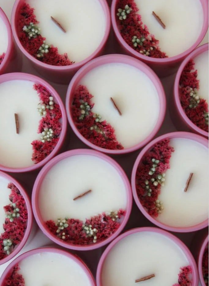 Joyful Hawaiian Pink Hibiscus Candle Jar – Tropical Floral Wax Candle - Image 3