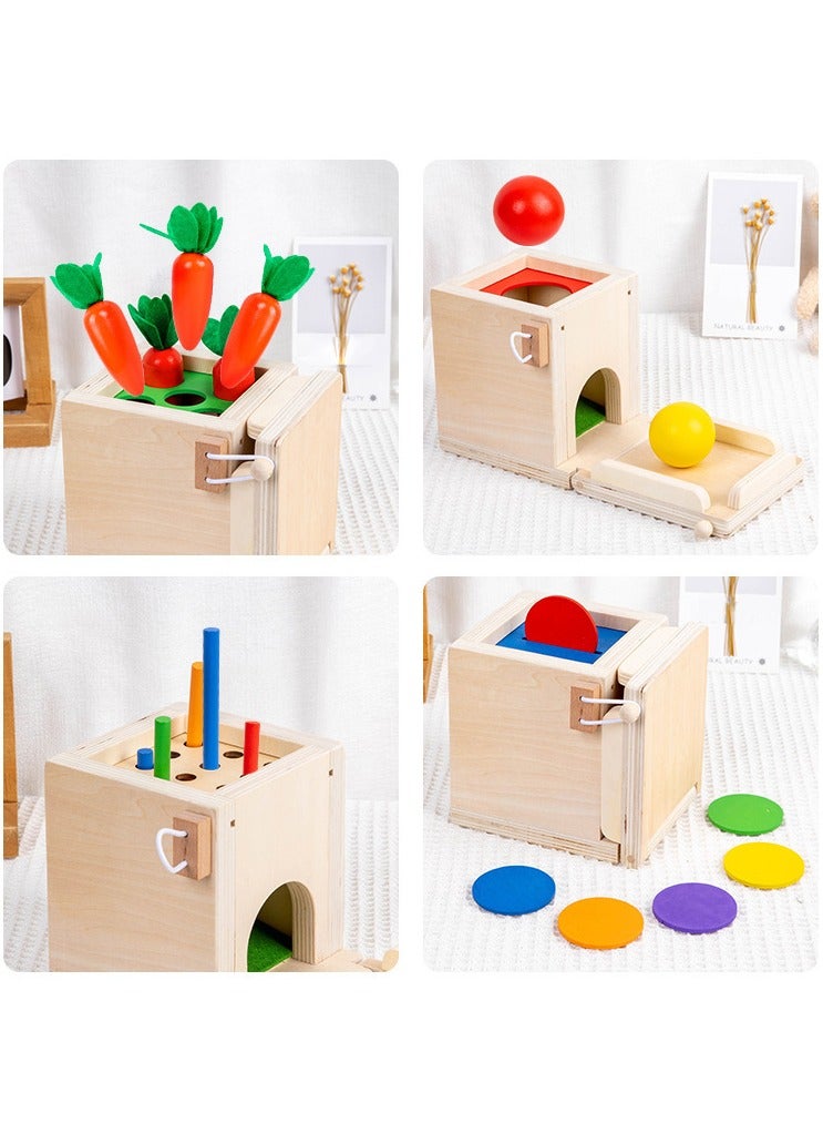 Children's wooden early education multi-functional coin box round ball target box stick pulling radish educational toys - Image 3