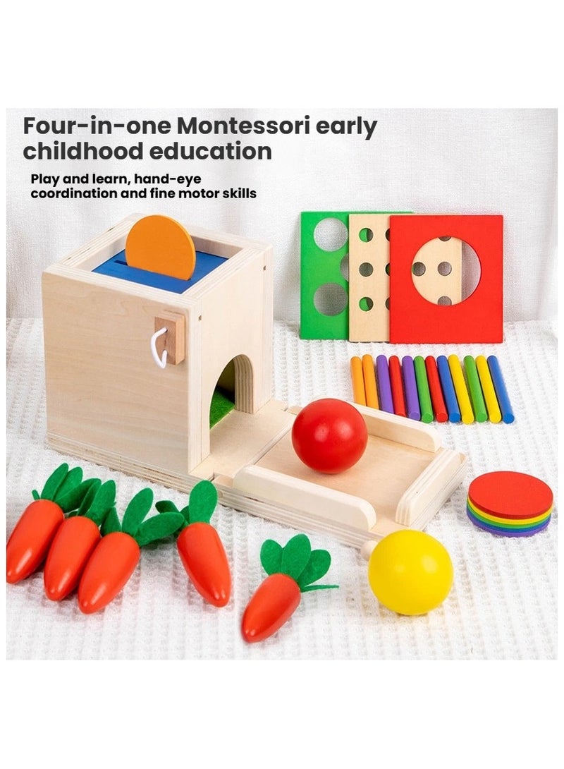 Children's wooden early education multi-functional coin box round ball target box stick pulling radish educational toys - Image 1
