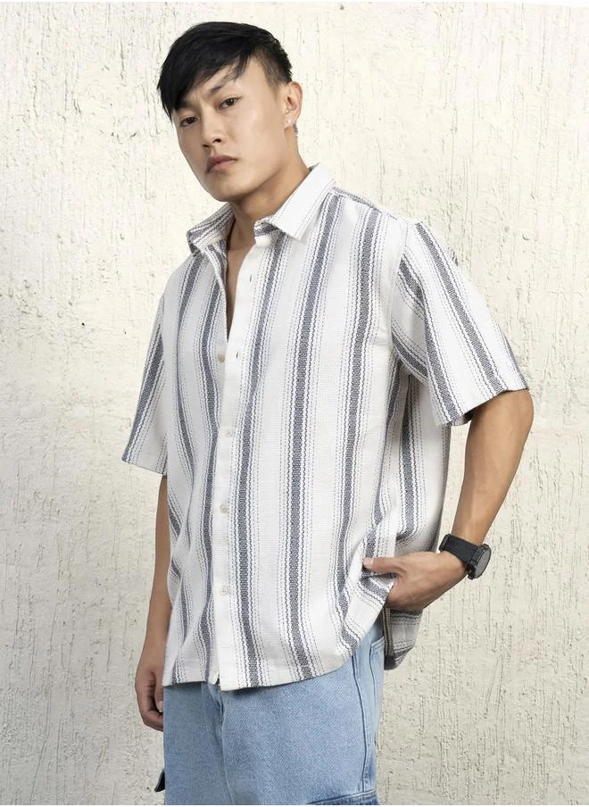 Hubberholme Beige Shirt for Men, Cotton-Poly Comfort