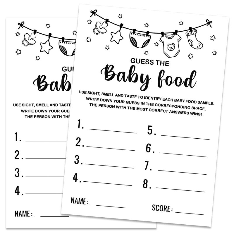 Baby Shower Game Guess the Baby Food Baby Shower Game Gender Reveal Party Supplies Baby Shower Decorations Baby Shower Party Games Supplies  Activities 30 Game Cards Included
