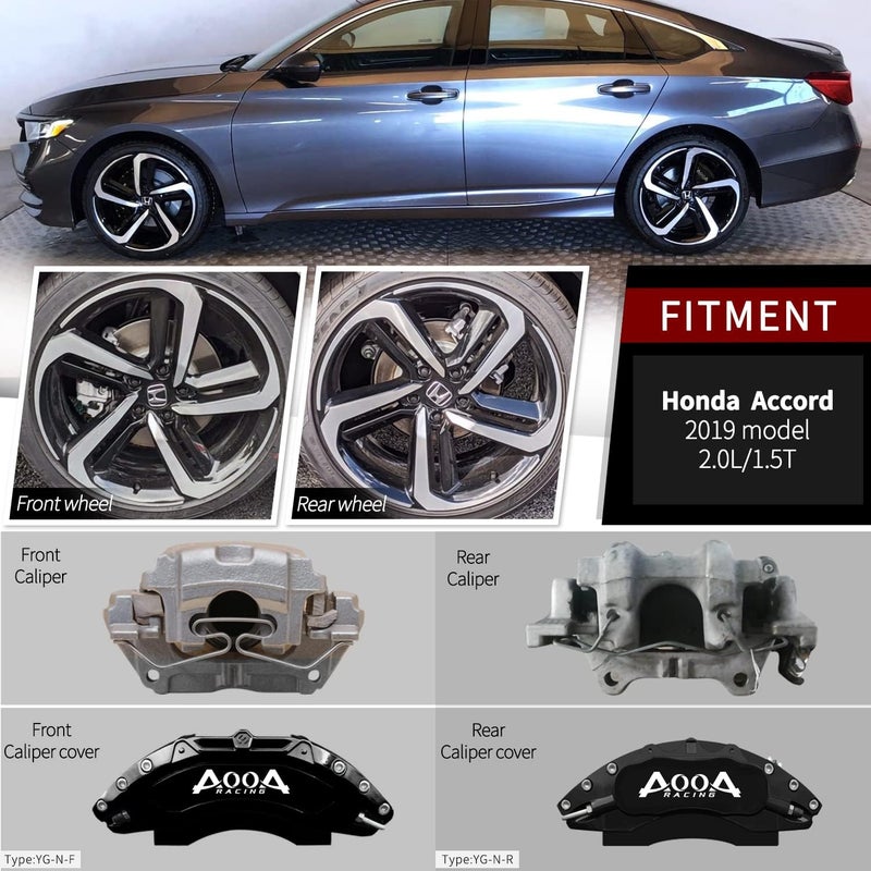 AOOA Aluminum Caliper Cover Set for Honda Accord Hybrid & Acura Integra (Black) - Image 2