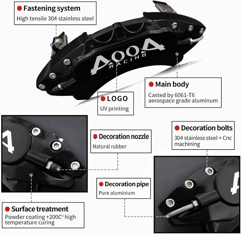 AOOA Aluminum Caliper Cover Set for Honda Accord Hybrid & Acura Integra (Black) - Image 4