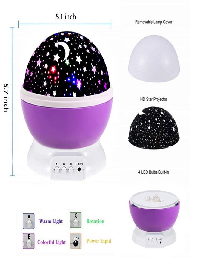 Borelor Star Night Light for Kids, 12 Color Changing Lights Modes with USB Cable, 360°Rotating Moon Star Projector Desk Lamp for Bedroom Party Decor & Girls Birthday Gift (Purple) - Image 3