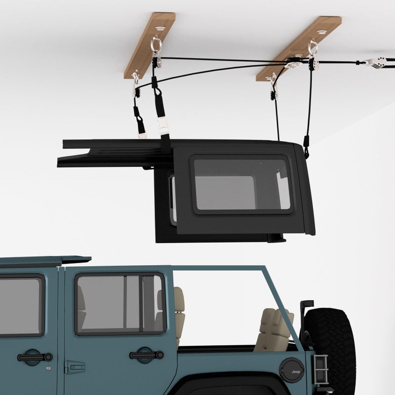 ALLCOS Hard Top Removal Lift for Jeep Wrangler JL JK Models and Ford Bronco 12ft Hardtop Overhead Garage Storage Hoist with AntiDrop System Supports 816 ft Ceiling - Image 2