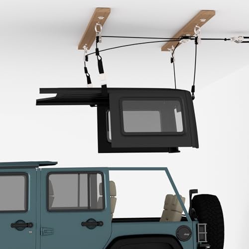 ALLCOS Hard Top Removal Lift for Jeep Wrangler JL JK Models and Ford Bronco 12ft Hardtop Overhead Garage Storage Hoist with AntiDrop System Supports 816 ft Ceiling - Image 1