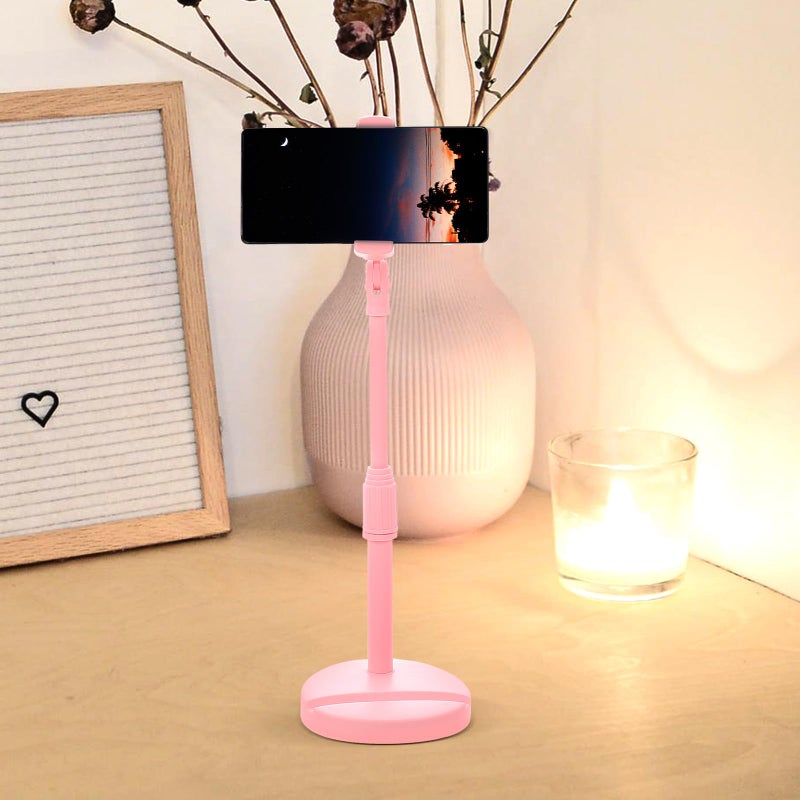 Pink Adjustable Dual Slot Portable Phone Stand Holder For Desk Travel Home Use - Image 5