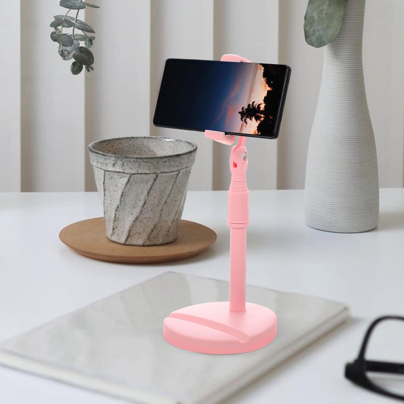 Pink Adjustable Dual Slot Portable Phone Stand Holder For Desk Travel Home Use - Image 4