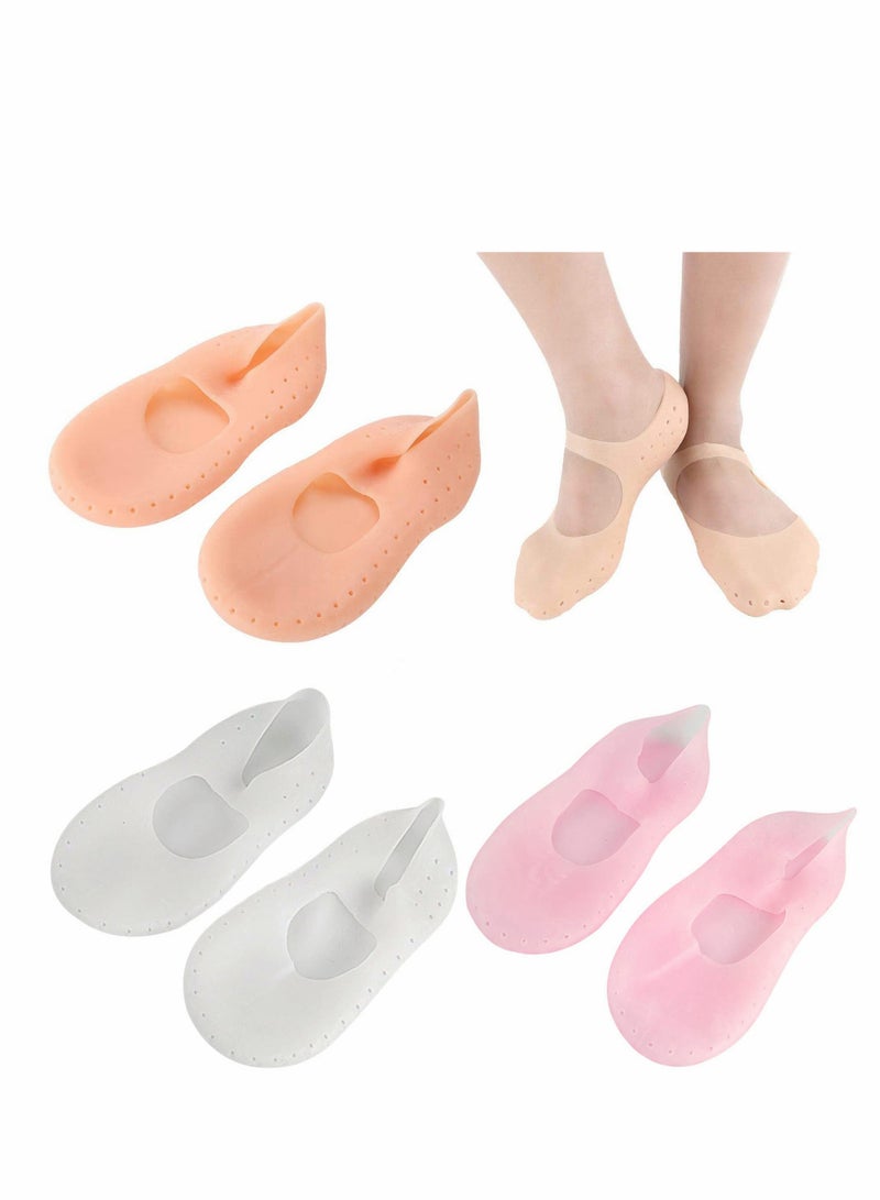 Excefore Moisturizing Silicone Sock Anti-Split Moisturizing Socks Foot Skin Care Tool Prevention Socks Men Women Breathable Floor Socks Waterproof Beach Socks for Dry Feet Ankles Cracked Heel Repair M 3 Pcs - Image 1