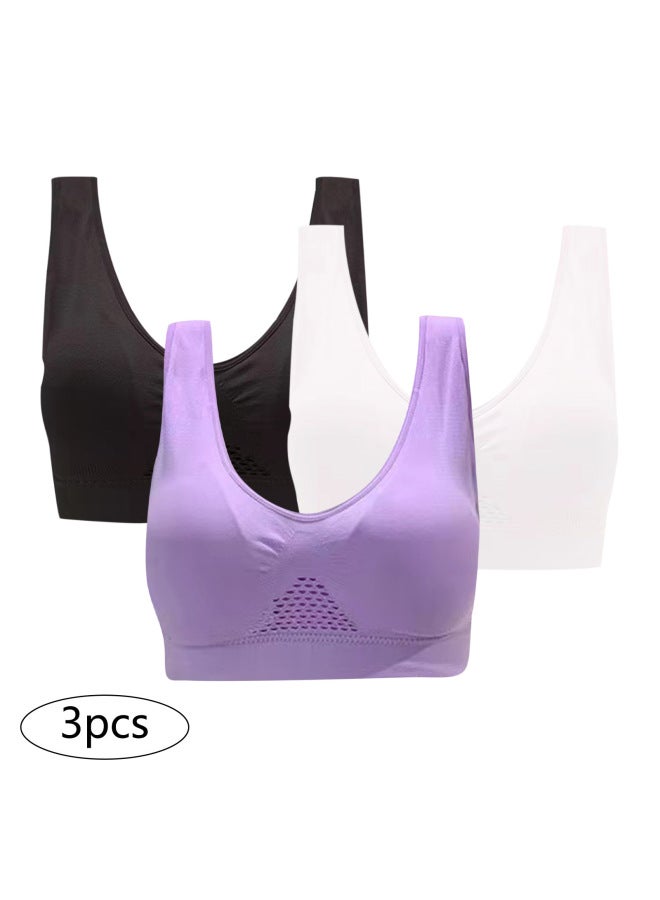 3-piece Set Of Breathable Mesh Mesh Hollow Yoga Sports Bra Plus Size New Beautiful Back Underwear