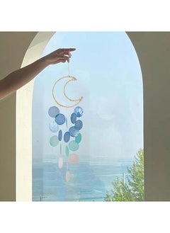 Generic Nordic ins Moon Shell Wind Chimes Dream Catcher Wind Chimes Room Balcony Wall Decoration Pendant Air Hanging Decoration Moon Wind Bell [Blue]] Moon Wind Bell [Blue]] 