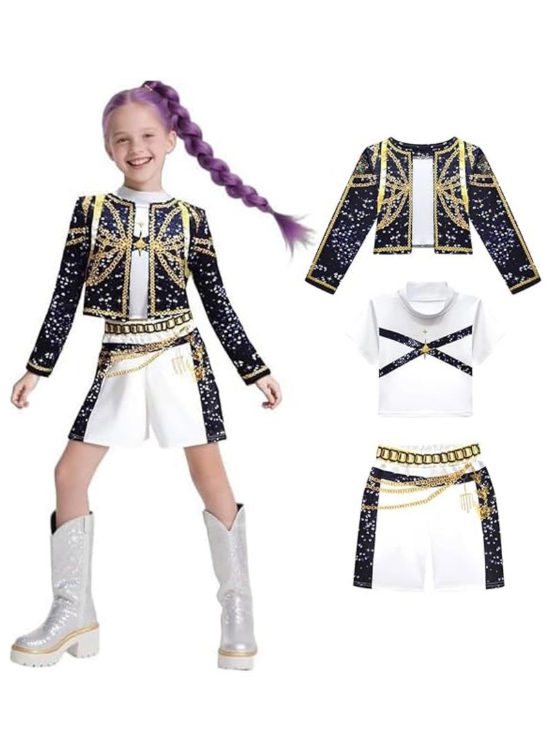saykfoe Demon Costumes Kids Hunters Cosplay Girls Pop Singers Party Rumi Outfits Anime Party Carnival Uniform for Kids - Image 1