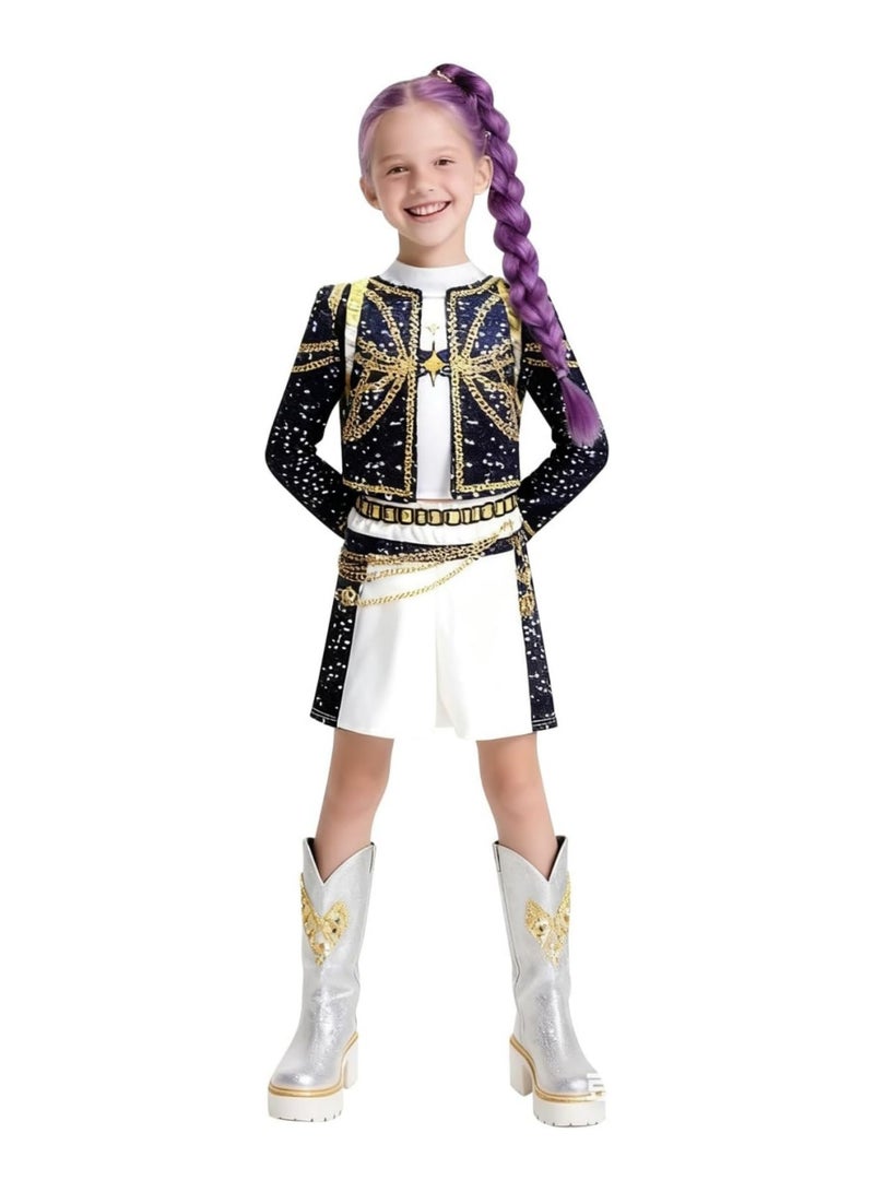 saykfoe Demon Costumes Kids Hunters Cosplay Girls Pop Singers Party Rumi Outfits Anime Party Carnival Uniform for Kids - Image 2