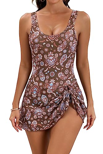 Eomenie One Piece Swimdress Swimsuits for Women Tummy Control Swim Dresses Skirt Bathing Suit - Image 1
