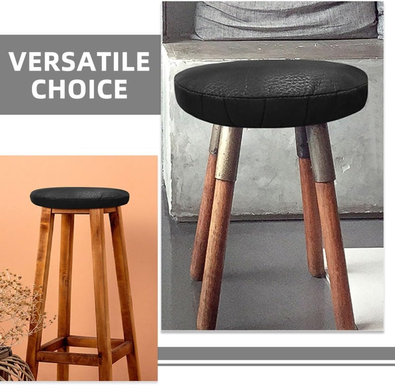 IMIKEYA Barstool Seat Covers 33cm Diameter Waterproof Pu Leather Stool Cushion Covers Elastic Slip-on for Kitchen and Bar Chairs - Image 3