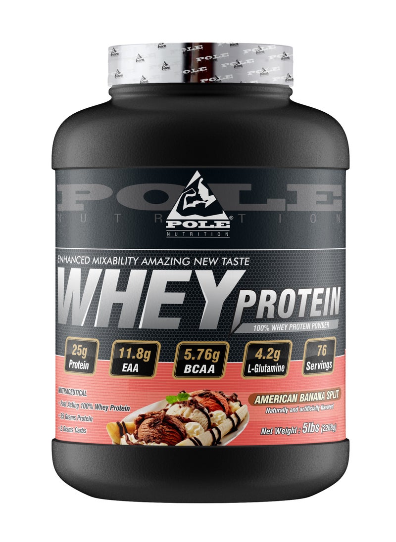 POLE NUTRITION - 100% Whey Protein, 25 Grams Of Protein For Muscle Support And Recovery - American Banana Split, 5lbs - 76 Servings - Image 1