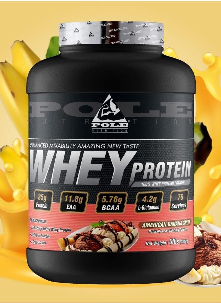 POLE NUTRITION - 100% Whey Protein, 25 Grams Of Protein For Muscle Support And Recovery - American Banana Split, 5lbs - 76 Servings - Image 1
