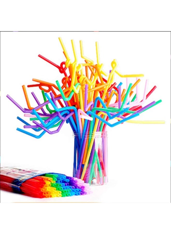 Hemoton Hemoton 250 Pcs Plastic Color Modeling Straws Bending Lengthening Disposable Safety Decorative Drinking Party Supplies - 50Pcs/Pack (Colorful)  - Image 4