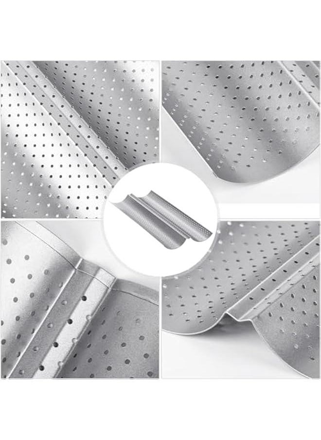 HOOKOR Nonstick Baguette Pans for French Bread Baking, PerforatedBaguettes Bakery Tray Perforated Bread Tray Baguette Baking Tray Bake Mold Toast Cooking Oven Toaster Pan (2 Wave)  - Image 3