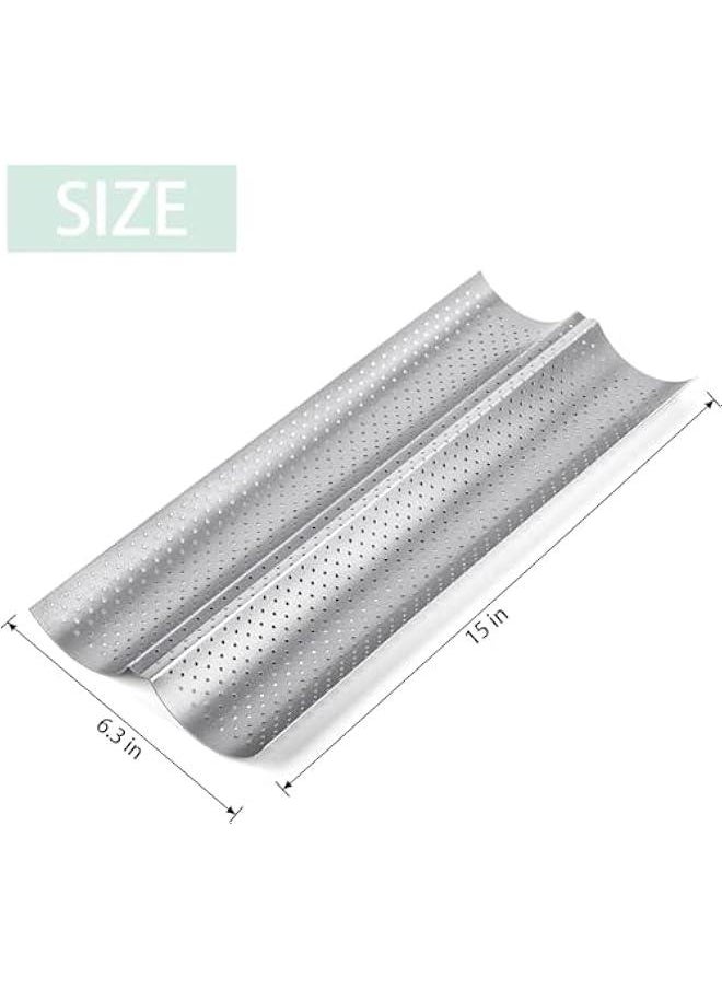 HOOKOR Nonstick Baguette Pans for French Bread Baking, PerforatedBaguettes Bakery Tray Perforated Bread Tray Baguette Baking Tray Bake Mold Toast Cooking Oven Toaster Pan (2 Wave)  - Image 4