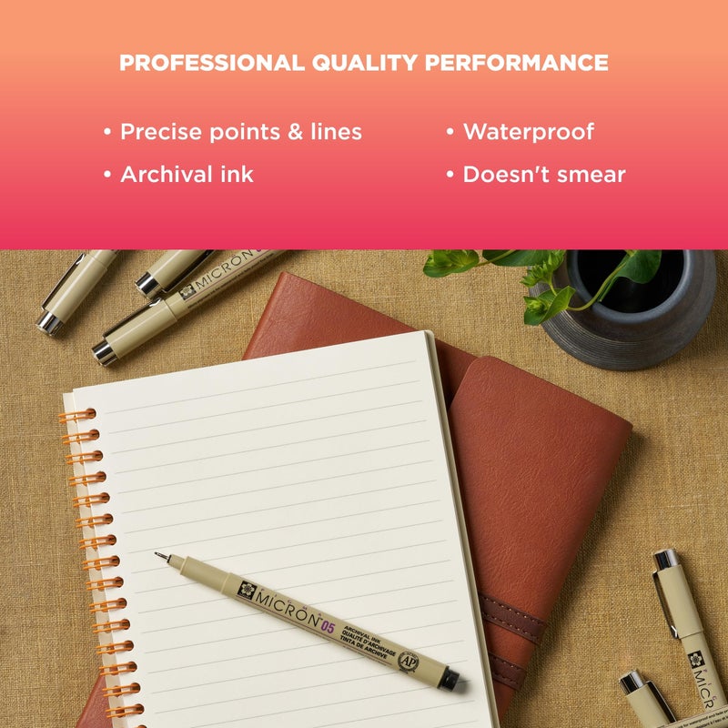 SAKURA Pigma Micron Fineliner Pens, 02 Tip Size, Archival Black Ink, 6PK 50036 - Image 4