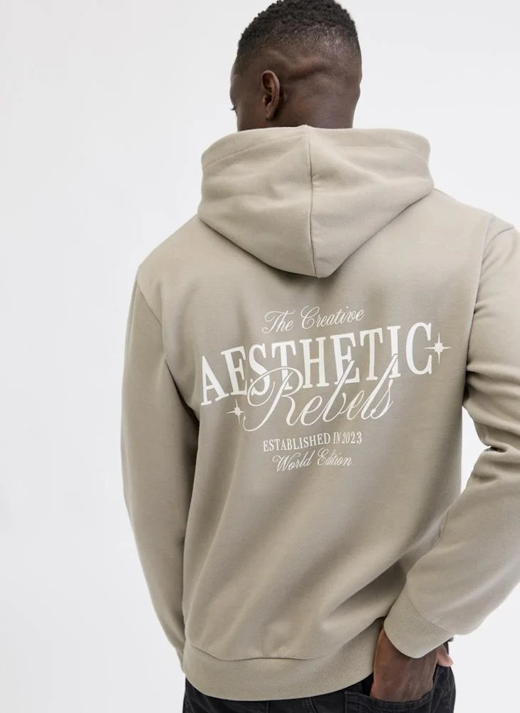 JJ Rebel  Text Print Regular Fit Crew Neck Hoodie for Men | Best Price UAE