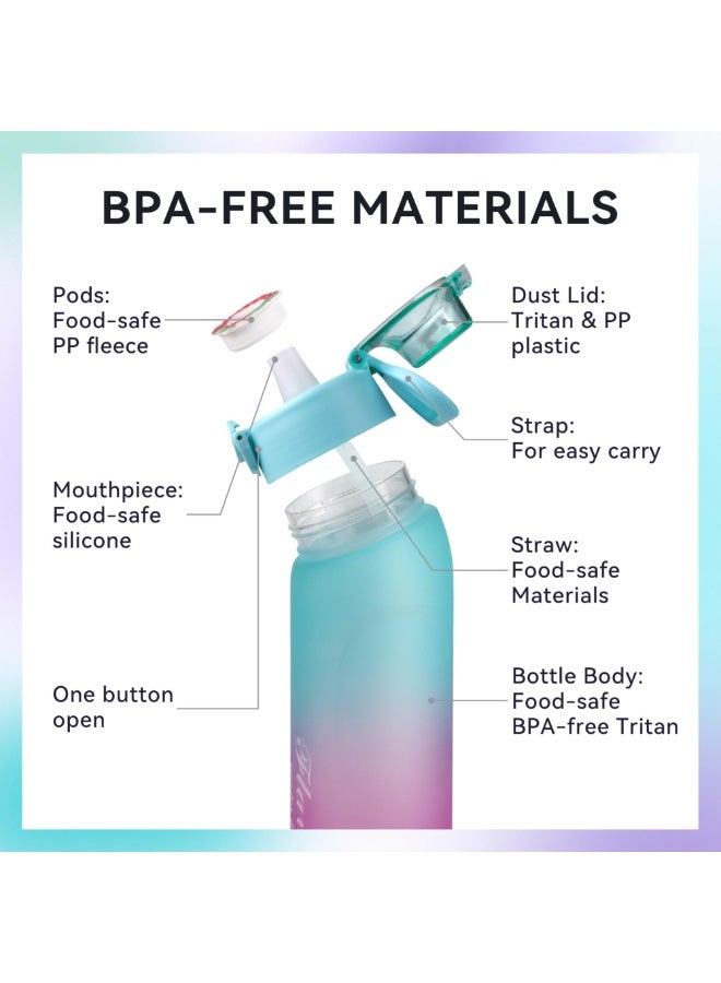 ألفا فت زجاجة مياه ماكس متوافقة مع اير اب - سعة 900 مل / 30 أونصة حجم كبير، خالية من BPA، مانعة للتسرب مع 3 كبسولات نكهة - Image 5