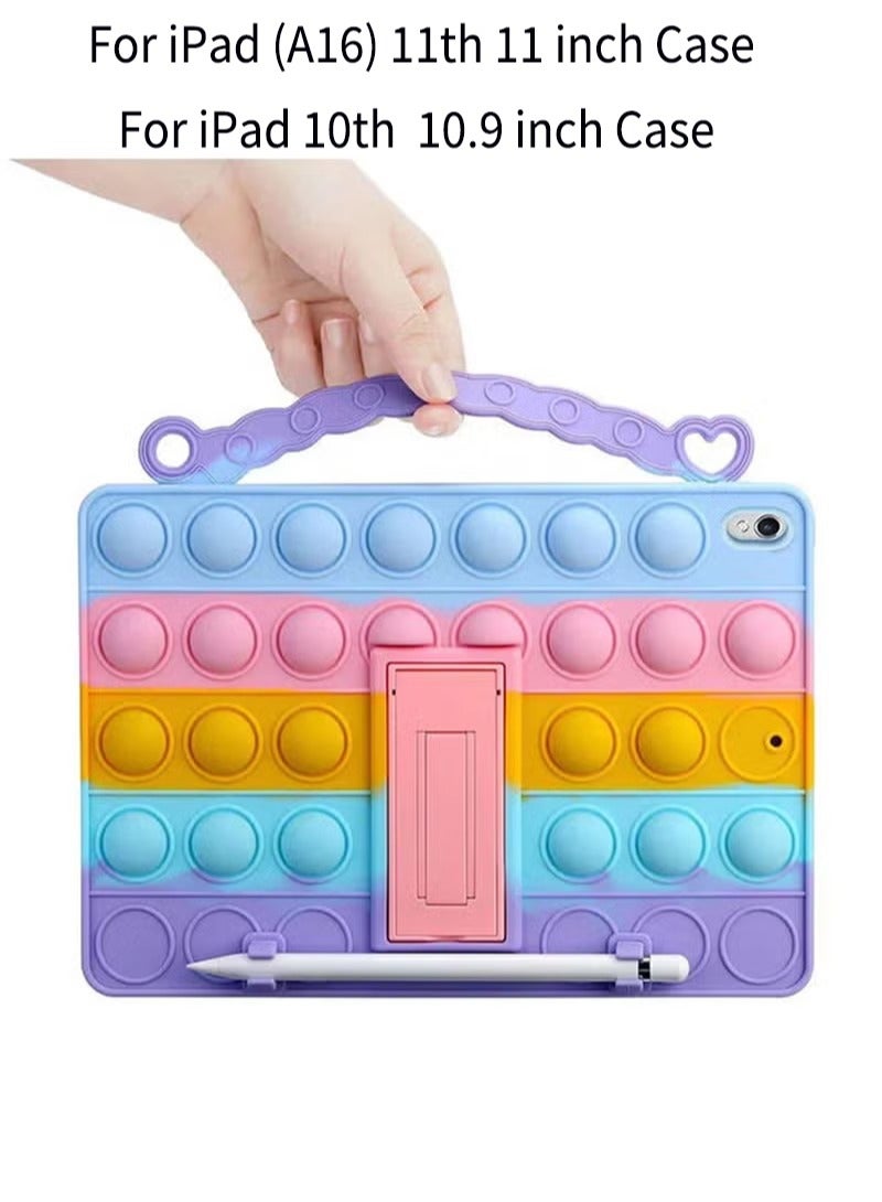 روك بو القضية لـ iPad (A16) 11th Gen 11 بوصة 2025 iPad 11 Case / Case لـ iPad 10th Gen 10.9 بوصة Case 2022 iPad 10 Case with Kickstand Silicone Fidget Bubble Case for Girls Kids Cute Pop Protective Holder Tablet Cover for 11" iPad 11th 2025/10.9" iPad 10th Gen 2022 - Image 1