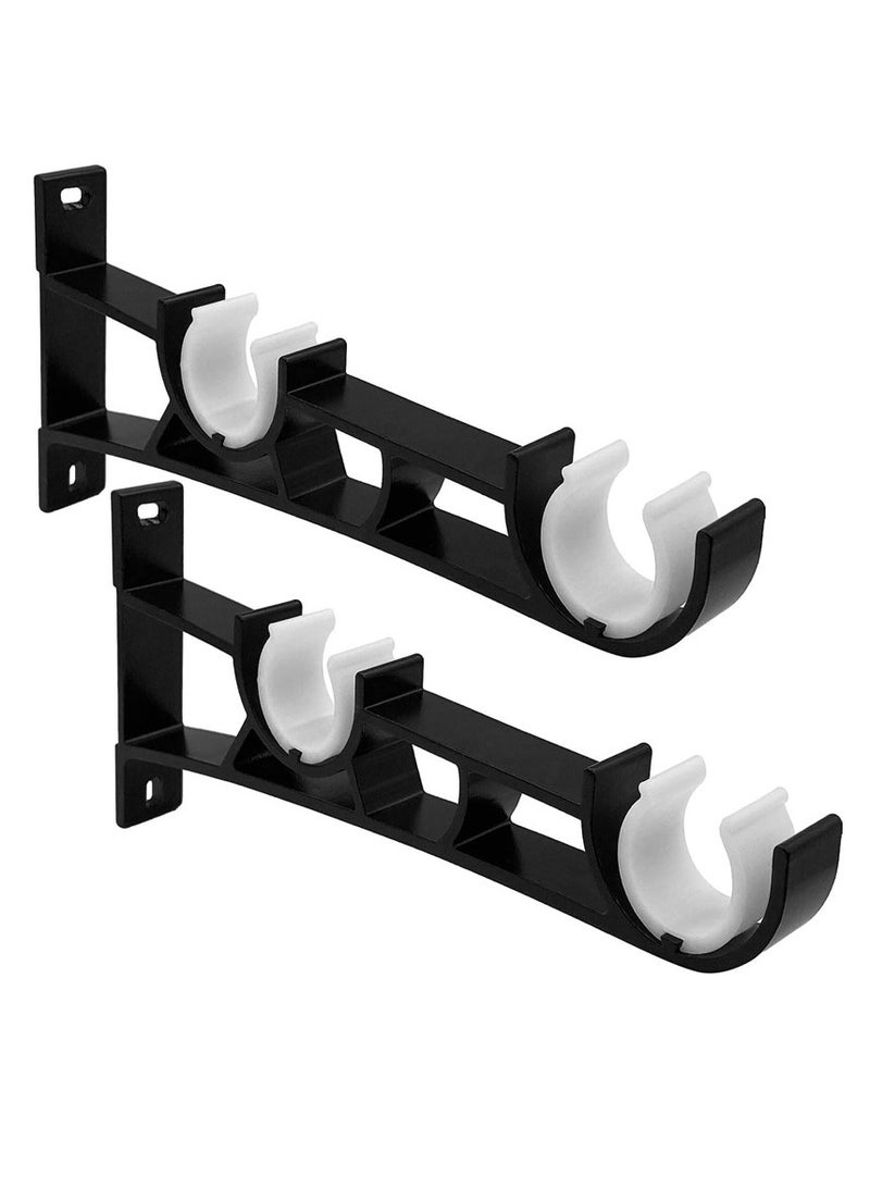 Joyelink Curtain Rod Brackets, Curtain Rod Holders for Wall, Curtain Accessories( Black), for 1 Inch Rods, Double Curtain Rod Brackets - Image 1