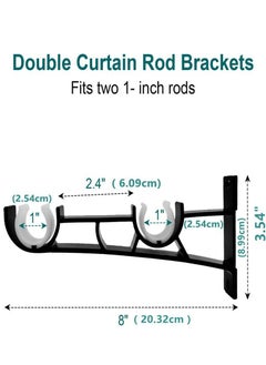 Joyelink Curtain Rod Brackets, Curtain Rod Holders for Wall, Curtain Accessories( Black), for 1 Inch Rods, Double Curtain Rod Brackets  - Image 2