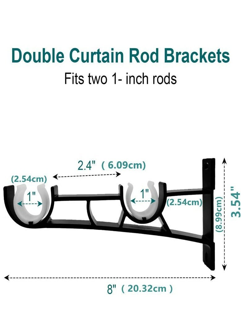 Joyelink Curtain Rod Brackets, Curtain Rod Holders for Wall, Curtain Accessories( Black), for 1 Inch Rods, Double Curtain Rod Brackets - Image 2
