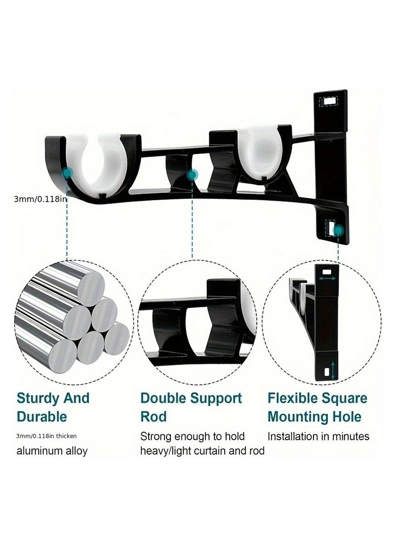 Joyelink Curtain Rod Brackets, Curtain Rod Holders for Wall, Curtain Accessories( Black), for 1 Inch Rods, Double Curtain Rod Brackets - Image 3