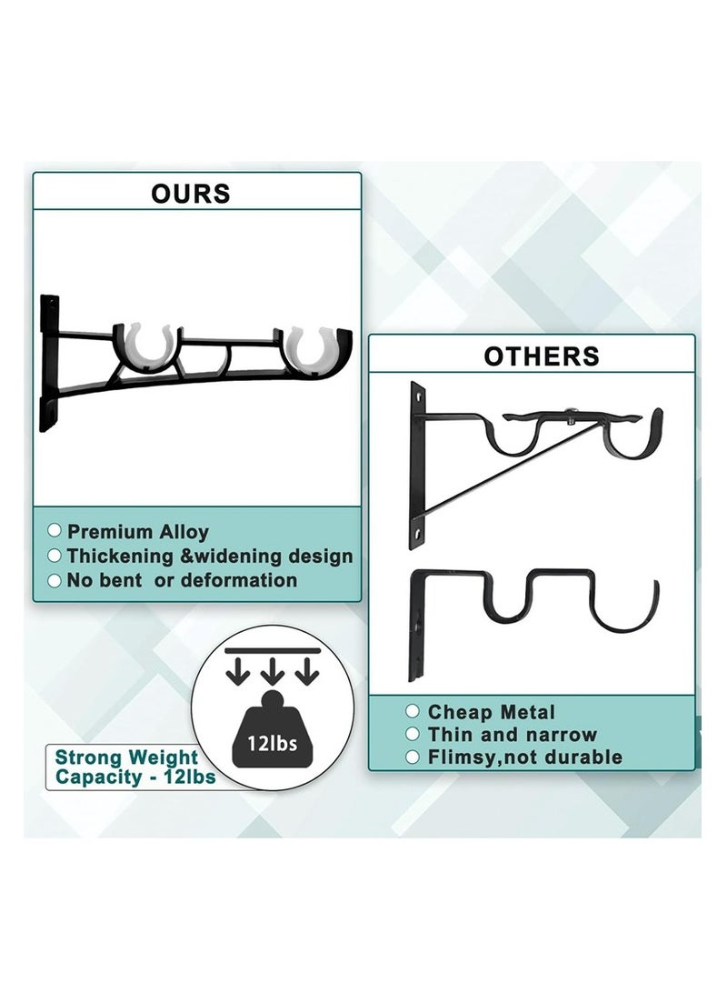 Joyelink Curtain Rod Brackets, Curtain Rod Holders for Wall, Curtain Accessories( Black), for 1 Inch Rods, Double Curtain Rod Brackets - Image 4